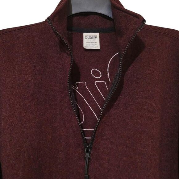 Victoria Secret PINK Women's Burgundy Quarter Zip, Embroidered Logo XS - Picture 3 of 6